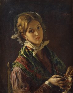 A Woman Knitting