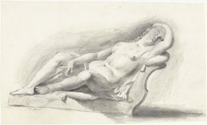 Nude Woman Lying on a Couch Cushion
