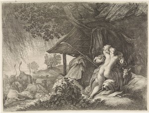 Shepherd and Shepherdess Sheltering from a Storm by Moyses van Wtenbrouck