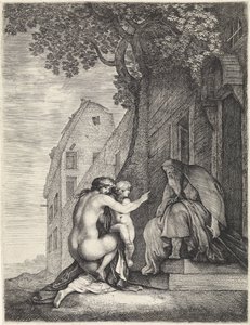 Naked Woman and Child with an Old Man by Moyses van Wtenbrouck