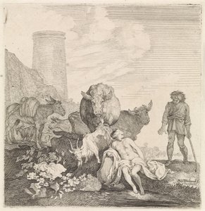 Woman Surprised While Bathing by Moyses van Wtenbrouck