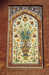 Glazed tile mosaic, c.1634-35 by Mughal School