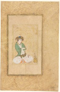 Youth Seated by a Willow, Single Page Illustration, c. 1600-1650 by Muhammad Yusuf