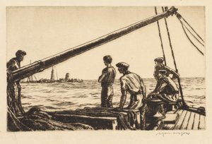 Salvage Men Approaching a Torpedoed Ship by Muirhead Bone