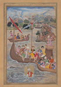 Alexander is Lowered into the Sea, Folio from a Khamsa Quintet of Amir Khusrau, 1597-98