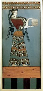 Mycenaean Art: A Lady-Courtesan of Mycenae. Fresco from Tiryns, Original 13th Century BC