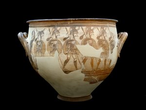 Mycenaean Art: Crater of the Warriors - Terracotta vase found at Mycenae