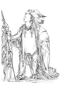 He Who Ties His Hair Before, Native American Male of the Minataree tribe, 1841