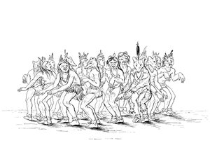 The Sioux tribe performing a bear dance, 1841