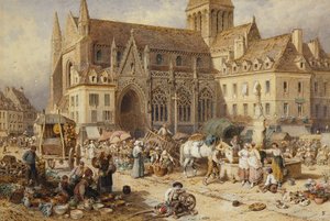 At Gervaise, Falaise: Market Day by Myles Birket Foster