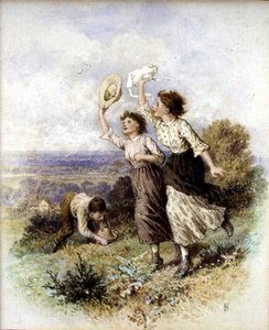 Catching Butterflies by Myles Birket Foster