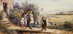 May Day Garlands by Myles Birket Foster