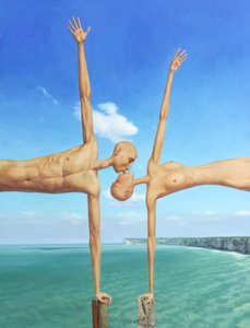 Surreal Kissing Couple by Myriam Feuilloley