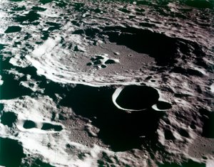 Close-up View of a Crater on the Surface of the Moon