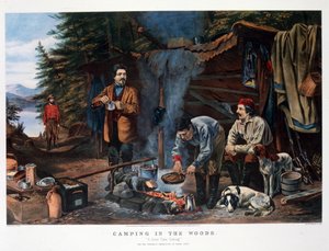 Camping in the Woods "A Good Time Coming". By Arthur Tait by N. and Ives J.M. (1824 95) Currier