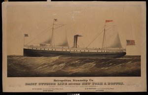 Metropolitan Steamship Co. Daily Outside Line between New York & Boston... Neptune by N. and Ives J.M. (1824 95) Currier
