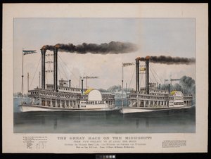 The Great Race on the Mississippi from New Orleans to St. Louis by N. and Ives J.M. (1824 95) Currier