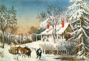Bringing Home the Logs, Winter Landscape