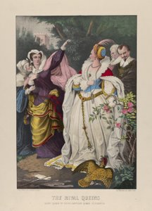 The Rival Queens, Mary Queen of Scots Defying Queen Elizabeth by N. and Ives, J.M. Currier