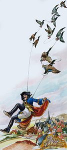 Baron Munchausen Being Carried Away by Ducks by Nadir Quinto