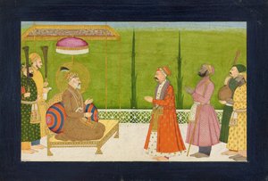 The Poet Sundar Das before Emperor Shah Jahan, folio from a Sundar Shringar