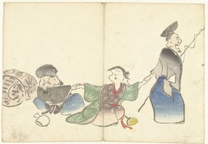Two gods of fortune and a temple dancer (series title) Print album of Korin (series title) by Nakamura Hochu