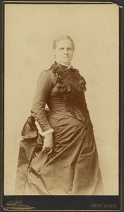 [Unidentified woman in long dress standing] by Napoleon Sarony