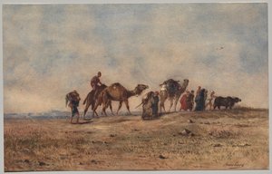 A Caravan in the Desert by Narcisse Berchere