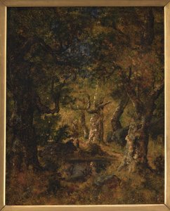 Interior of a Wood with Lake and Figures
