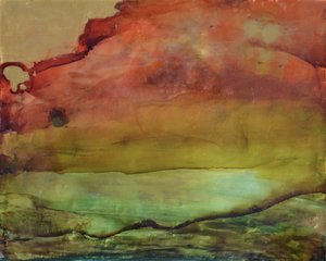 Golden Green Abstract Horizon