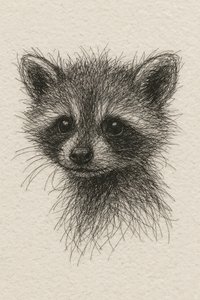 Curious Baby Raccoon by Natalie Bruns