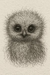Cute Fluffy Baby Owl by Natalie Bruns