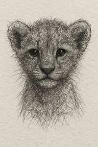 Cute Lion Cub Sketch by Natalie Bruns