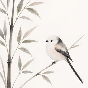 Delicate Bird on Bamboo by Natalie Bruns