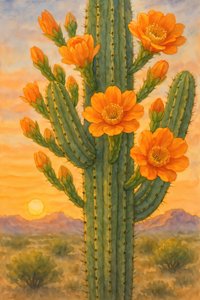 Flowering Cactus Sunset