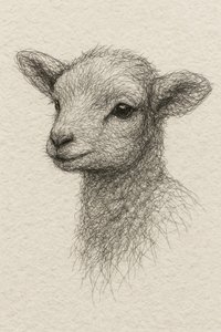 Gentle Lamb Drawing by Natalie Bruns