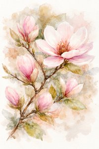 Pink Magnolia Blooms