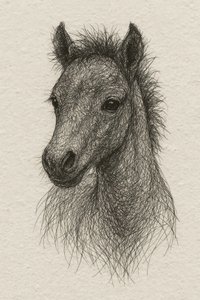 Shaggy Foal Portrait by Natalie Bruns