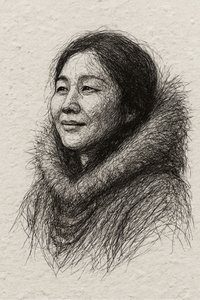 Smiling Woman in Fur by Natalie Bruns
