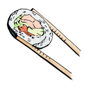 Sushi Roll With Chopsticks by Natalie Bruns
