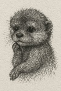 Thoughtful Baby Otter by Natalie Bruns
