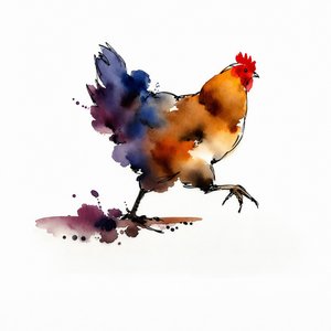 Vibrant Watercolor Chicken