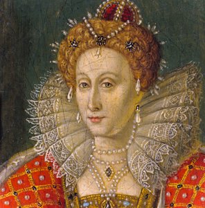 Detail of miniature oil portrait of Queen Elizabeth I by Nathan Benn