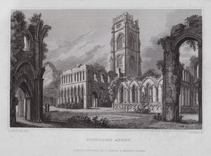 Fountains Abbey by Nathaniel (after) Whittock
