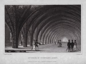 Interior of Fountains Abbey by Nathaniel (after) Whittock