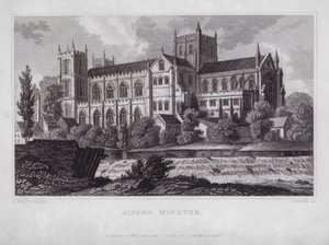 Rippon Minster by Nathaniel (after) Whittock