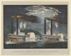 Midnight Race on the Mississippi by Currier and Ives