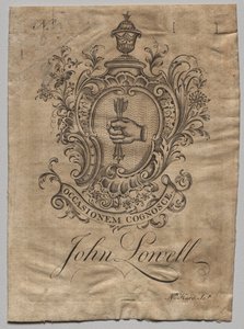 Bookplate: Coat of Arms with John Lowell inscribed