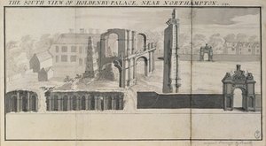 South view of Holdenby House and ruins as seen in 1729