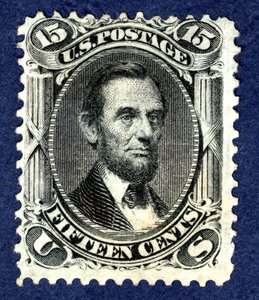 15c Abraham Lincoln F Grill single, 1867